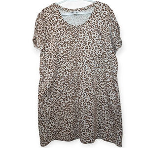 Nine West Animal Print Leopard Shift  T Shirt Dress XXL Plus Size